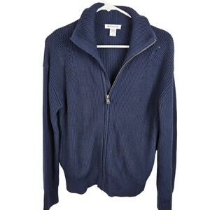 Athleta Escapade Mock Neck Bomber Cardigan Sweater Full Zip Blue Women's